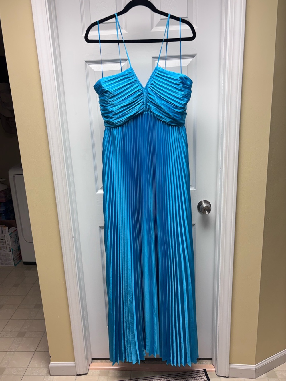 LIKELY Tino Gown Pleated Maxi Dress NWT Size 12 | Turquoise Blue Formal Dress